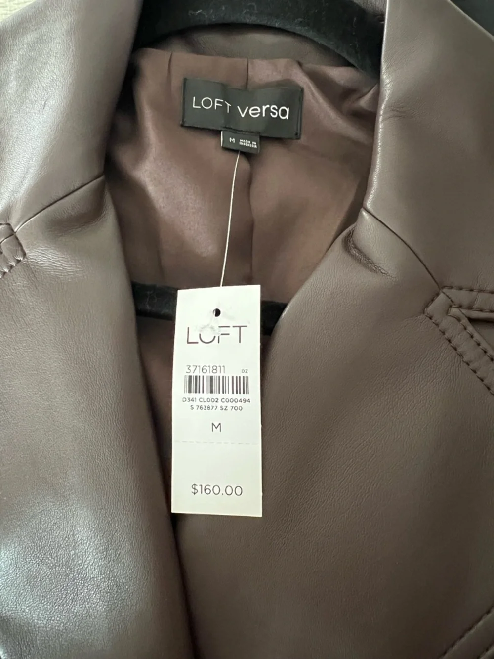 LOFT Double-Breasted Faux Leather Jacket in Deep Brown - Picture 7 of 7